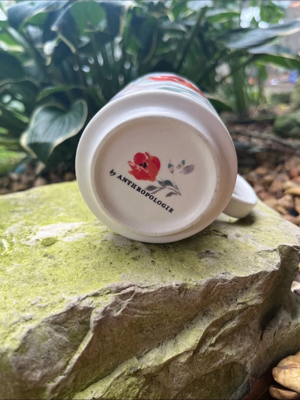 Anthropologie Floral 'Bloom & Grow' Mug in Red, Green, Cream
